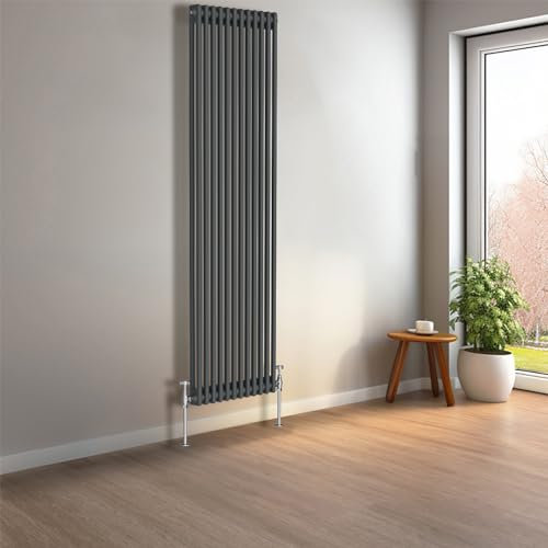 NRG 1800 x 560mm Anthracite Vertical Traditional Column Cast Iron Style Radiator Central Heating Radiator Perfect for Bathrooms, Kitchen, Living Room Double Panel