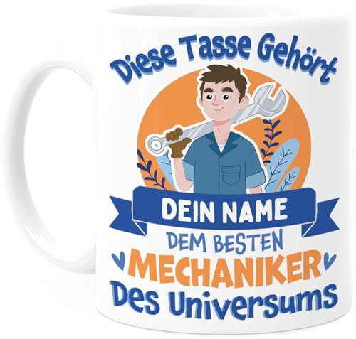 Tassenliebling® Kfz Mechaniker Geschenk Tasse personalisiert - Bester Mechaniker des Universums - Beidseitiger Druck - Kfz-Mechaniker Geschenke für die Werkstatt