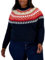 Tommy Hilfiger Fairisle Damen-Pullover, langärmlig, Rundhalsausschnitt, Sportbekleidung, Kapitän des Himmels (Sky Captain), 3X
