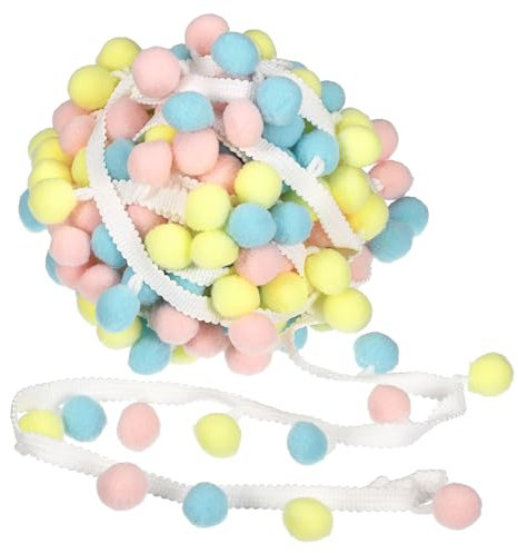 QUARKZMAN 2 Yards Pom Pom Ball Fransenbesatz, Band, Nähen, DIY-Projekte, Zubehör für Zuhause, Vorhang, Kleidung, Kissen, Dekoration, gemischte Farben
