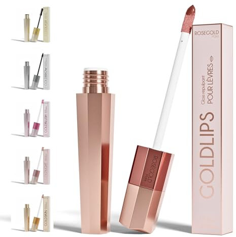 ROSEGOLD GOLDLIPS Gloss Repulpant Hydratant pour Lèvres Pulpeuses et Éclatantes à l'Acide Hyaluronique - 100% Naturel - Fabriqué en France - Sans hormone sans parfum - Vegan (1 Mois)