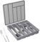 Organizador de cubiertos con tapa, organizador de cajones de cubiertos, organizador de utensilios, bandeja de utensilios cubierta para cajón de cocina y encimera, caja de almacenamiento de cubiertos