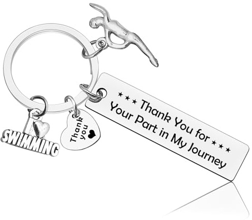 Vadaka Swimming Gifts Keyring Swimming Lover Gift Coach Appreciation Keyring Gift Thank You Present for Coach Swim Teacher Swim Team Present Retirement Christmas Birthday Gifts
