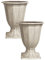 Fyne-Finds Set of 2 Grey Calista Vintage Rust Urn Plastic Planter 32cm, 12inch Flower Display with Classic Aged Design Plant Pot