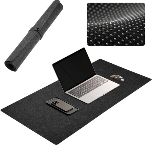 Schreibtischunterlage Filz, 100 x 43cm Mauspad Groß, Schreibtisch Unterlage, Rutschfester Desk Mat, Schreibtisch Unterlegmatte für Büro und Zuhause, Office Desktopschutz (Dunkelgrau)