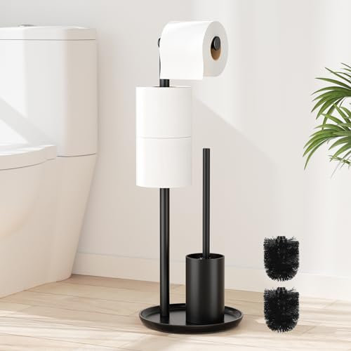 Portarrollos de Papel Higiénico de Pie Con Escobilla de Inodoro - Soporte de Acero Inoxidable Para Baño