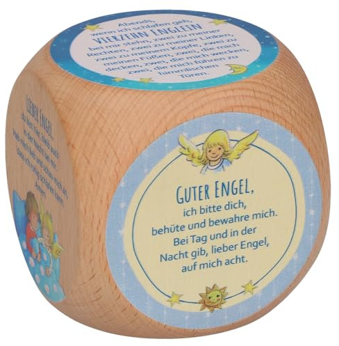 Butzon & Bercker Gebetswürfel Gute-Nacht-Gebete für kleine Entdecker, aus Buchenholz mit Farbiger Prägung, 6 Gebete mit Illustrationen, christliches Geschenk zur Erstkommunion oder zum Schulanfang