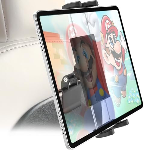 Dosvsi Back Seat Tablet Holder for Tesla, 360° Adjustable Model 3/Y Headrest Tablet Mount for Kids, Metal Model Y Rear Seat Stand for iPad Pro 12.9 Air Mini, Galaxy Tab/Z Fold, Fire hd, 4-13 Device