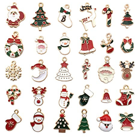 YOUKOLO 38 Stück Mix Weihnachtsanhänger Weihnachtsmann/Weihnachtsbaum/Schneemann/Weihnachtsmütze/Rentier/Strümpfe Mix Dekoration