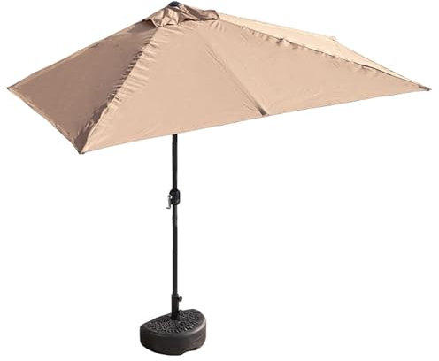 WANGCEPLSD Halber Sonnenschirm für Den Außenbereich, Terrassenschirm, 2,25 M, mit Hand-Joystick – Kleines Vordach für Balkon, Tisch oder Terrasse