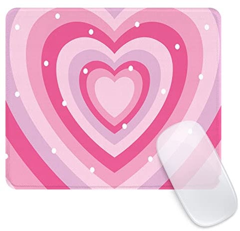 Ksriylm Square Funny Cute Mouse Pad,Office Home Personalized Mouse Mat Design,Waterproof Mousepad, Non-Slip Rubber Base Computer Mouse Pads for Wireless Mouse,Lovely Pink Heart
