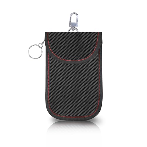 AfitLulu Keyless Go Schutz Autoschlüssel RFID Blocker Schlüsseletui, Schlüsseltasche Funkschlüssel Abschirmung Schlüsselmäppchen Diebstahlschutz mit Schlüsselring für Damen Herren (M)