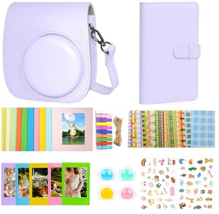 Instant Mini 12 Accessories Kit Compatible with Fujifilm Instax Mini 12,Include Mini 12 Case+Photo Album & Frames+DIY Sticker+Wall Hanging Frame+Filters (Lilac Purple)