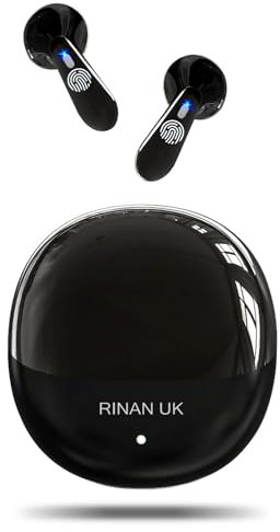 RINAN UK Wireless Earbuds, Bluetooth 5.4 Headphones In Ear with 6 ENC + ANC + Wind Noise Cancelling Mics, Bluetooth Earbuds Deep Bass Stereo Sound, 42H Playtime Wireless Earphones IPX7 Waterproof