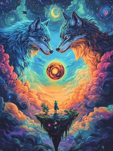 VAIIEYO 5D DIY Diamond Painting Wolf, Diamant Painting Bilder Malerei Kits Tier, Malen Nach Zahlen Diamant Home Wand Decor Gemälde Kreuzstich Diamond Dekoration 30x40 cm-56