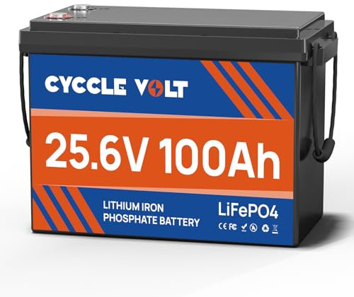 Kompakt LiFePO4 100Ah 24V Lithium Batterie, 24V LiFePO4 Tiefzyklus Batterie 15000 Zyklen mit 100A BMS, MAX. 2560W, perfekt für Solaranlage,Wohnmobile, Trolling-Motoren, Boote,Energiespeicherung