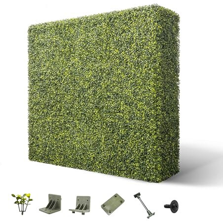ECOOPTS Künstliche Buchsbaum-Hecken-Trennwand mit künstlichen Blättern, für Party, Hochzeit, Zuhause, Hof, Büro, 45,7 cm B x 45,7 cm H x 30,5 cm T