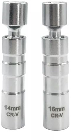 Crozgan 2Pcs Thin Wall Spark Plug Socket 14mm&16mm Swivel Magnetic Spark Plug Socket Set 3/8 Inch 360°Rotatable 12 Point Thin Wall Spark Plug Removal Tool with Magnetic for N54 N55 Models