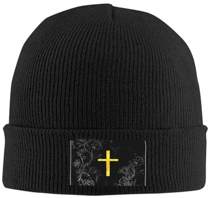 Oudrspo Beanie-Mütze mit Jesus-Christlichem Kreuz, 3 Stück, für Damen und Herren, modische Strickmütze, warme Wintermützen, weiche, Dehnbare Skimütze, Unisex-Totenkopfkappen