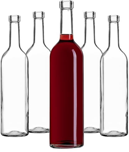 KADAX Lot de 10 bouteilles de vin vides en verre sans bouchon pour vin, liqueurs et spiritueux, à remplir, transparentes