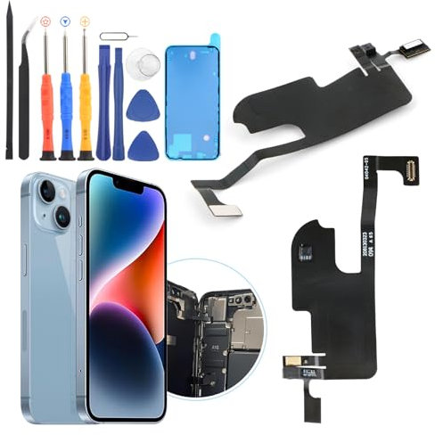 YWLRONG Earpiece Speaker for iPhone 14 Plus Ear Speaker Replacement for iPhone 14 Plus A2632 A2885 A2886 A2887 A2896 Light Proximity Sensor Flex Cable Earphone Assembly with Tools