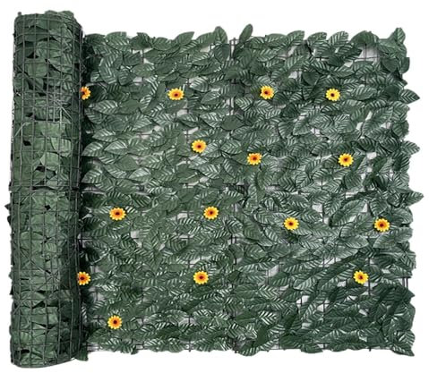 Ivy Sichtschutzzaun, Terrassenschirm, dekorativ, atmungsaktiv, mit robustem Gitter, künstliche grüne Wand für Apartment, Garten, Balkon, Außenbereich, 50,47 cm