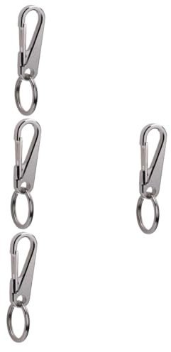 MUCKLILY 4 Piezas Llavero Colgante Fiesta Frío Hebilla Minimalista Moderno Chico Soporte De Llave De Metal Keychain Divertido Anillo Clave Para Hombres Plata Acero Inoxidable
