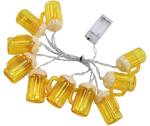 NOLITOY 2M Batteriebetriebene Bier Lichterkette für Außen mit LED Bierkrug-design für Bierpartys Geburtstagsfeiern und Festivals Flexibel und Anpassbar für Stimmungsvolle