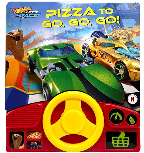 Hot Wheels Let's Race - Pizza to Go, Go, Go! - Interactive Steering Wheel Sound Book - PI Kids