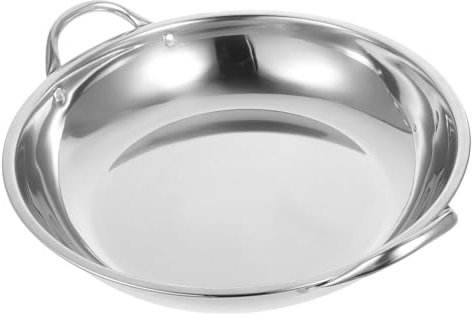 BESTonZON Stainless Steel Hot Pot with Double Handles Dry Pot for Seafood and Meat Stews Heat Insulated Cooking Pan for Home and Restaurant Use
