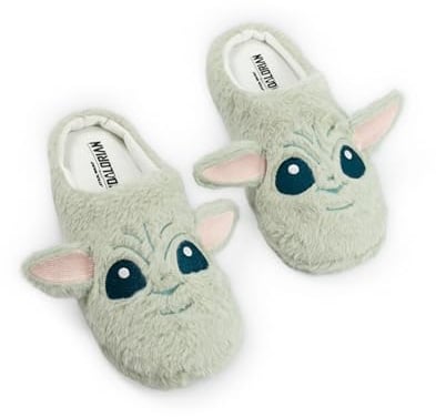 Star Wars Grogu Unisex Adults Green Mule Slippers | 3D Ears Fluffy Home Wear for Movie Fans | Cosy Loungewear | Character Footwear for Relaxing Evenings Merch