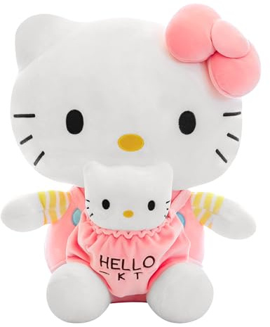 Plush Kuscheltier, 32cm Hello Cat Plüsch Kuscheltiere, Plüschfigur Plüschtier Puppe Cartoon Charaktere Plüschpuppen, Große Katze und EIN Kleines Kätzchen Plüschfiguren, Geschenke für Kinder Erwachsene