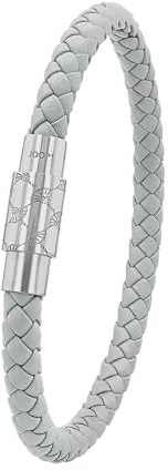 JOOP! Armband für Herren, Edelstahl und Leder, 21 cm, Silber, Geschenkidee, kommt in Schmuck Geschenk Box, 2100991