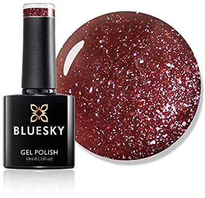 Bluesky Gel Nail Polish, Plum Glitz JQ10, Pink Glitter, 10 ml Long Lasting, Chip Resistant, 10 ml (Requires Drying Under UV LED Lamp)