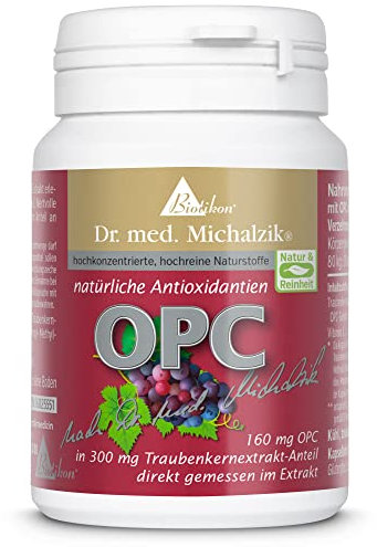 OPC Dr. med. Michalzik - Premium-Traubenkern-Extrakt | Tagesdosis Traubenkern-Extrakt [600mg], davon OPC-Gehalt [320mg], Vitamin C [100mg] | ohne Zusatzstoffe - von BIOTIKON®