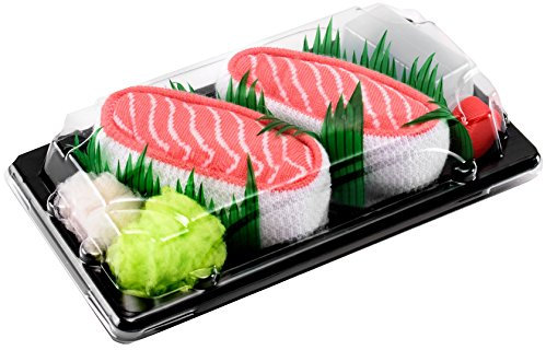 Sushi Socks Box - 1 paire de Sushi CHAUSSETTES en Coton pour Fammes et Hommes, Saumon, 41/46