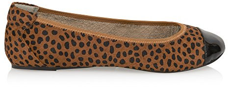 Cocorose Foldable Shoes - Harrow Ladies Leather Ballet Pumps - Leopard Pony Hair - Size 5