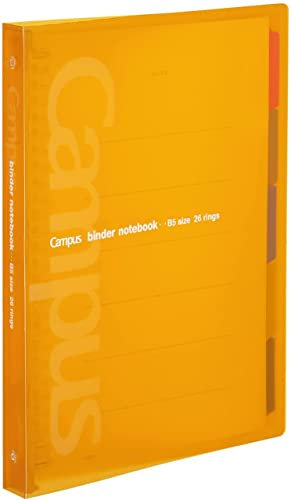 Kokuyo Campus Slide Binder mit 5 Registerkarten, mittlere Ausführung, B5, 26 Löcher, bis zu 100 Blatt, Orange, Japan Import (RU-P333NYR)