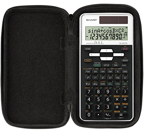 CalcCase Original Schutztasche Schutzhülle für Taschenrechner Sharp EL-531TG WH, schwarz, robust + schmutzabweisend, Stabiler Schulrechner