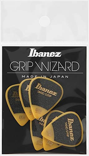 Ibanez PPA14HSGYE Lot de 6 médiators GRIP WIZARD à grip sable, 1.0mm, Jaune