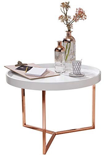 KADIMA Design Couchtisch Lia Sofatisch Kupfer Rund Tabletttisch Beistelltisch Retro