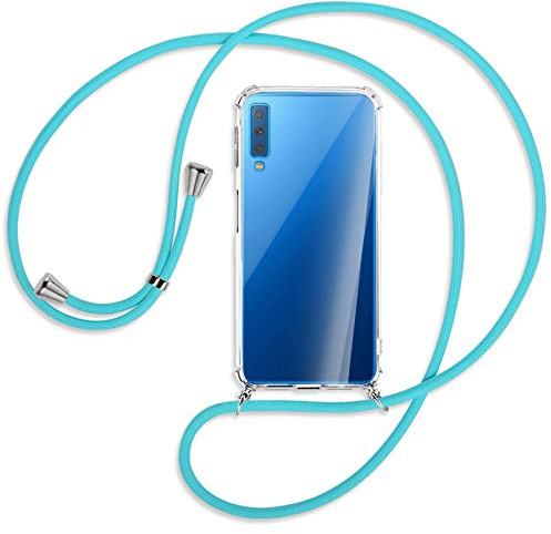 mtb more energy Handykette kompatibel mit Samsung Galaxy A7 2018 (Duos) SM-A750 (FN/DS, 6.0'') - türkis - Smartphone Hülle zum Umhängen - Anti Shock Full TPU Case