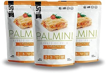 Palmini Lasagne– Spaghetti - Palm Herzen - kalorienarm - Low Carb - Keto - Vegan | GVO-frei - Glutenfrei - Zuckerfrei - 338g | (3er Packung)