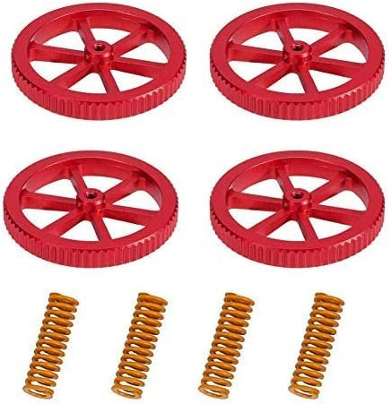 Upgraded 4PCS Creality Aluminum Hand Twist Leveling Nut with 4PCS Hot Bed Die Spring and 4PCS M3X35mm Screw for Ender 3/Ender 3 Pro, Ender 5/Ender 5 Plus/Ender 5 Pro, CR-10/CR 10S Pro