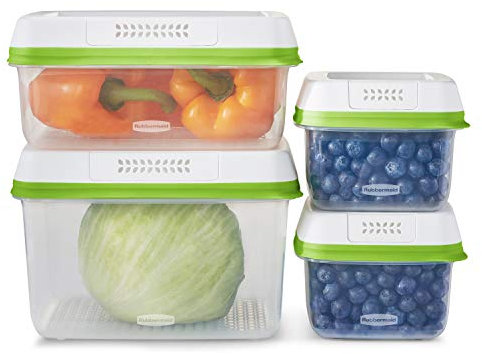 Rubbermaid FreshWorks Vorratsdosen, mittelgroß und groß, 8-teiliges Set, Clear, 8-Piece