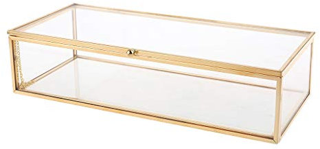 guanjunLI Goldene Glas Schmuck Schatulle, Geometrisch Schmuckkästchen, Aufbewahrungsbox Schmuckbox, Für Aufbewahrung Anzeige Ringe Ohrringe-Blume
