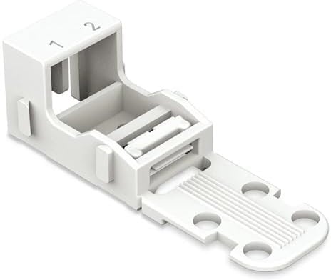 WAGO Befestigungsadapter 221-522 | für 2 Leiter-Klemmen, 4 mm², 10 Stück, mit Rastfuß, geeignet für stehende Montierung von Verbindungsklemmen, weiß