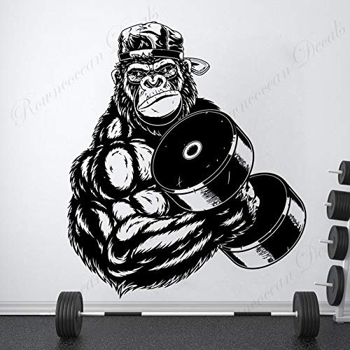 Blrpbc Wandtattoos Wandaufkleber Gorilla Bodybuilder Gym Fitness Show Aufkleber Vinyl Home Decor Interior Design Wandbild abnehmbar 103x119cm