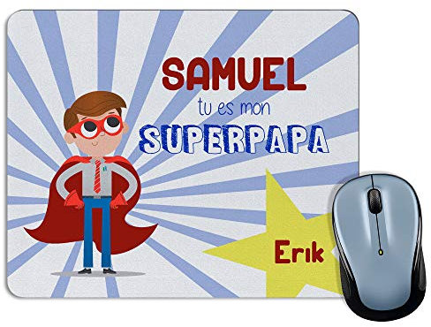 LolaPix Tapis de Souris personnalisé. Cadeaux personnalisés. La fête des pères. Différents modèles. Forme rectangulaire. Super Papa