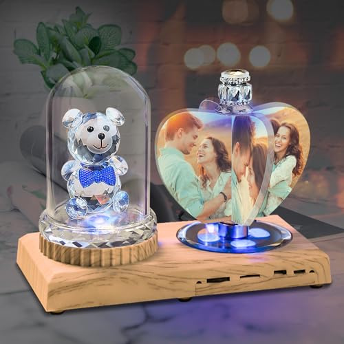 Angry Egg Boy Personalisierte Herz Nachtlicht 3D Kristall Lampe Benutzerdefinierte Foto Bild Gravierte Led Licht 7 Farbe mit Bluetooth Holzsockel Personalisiertes Geschenk für Frauen Dekoration